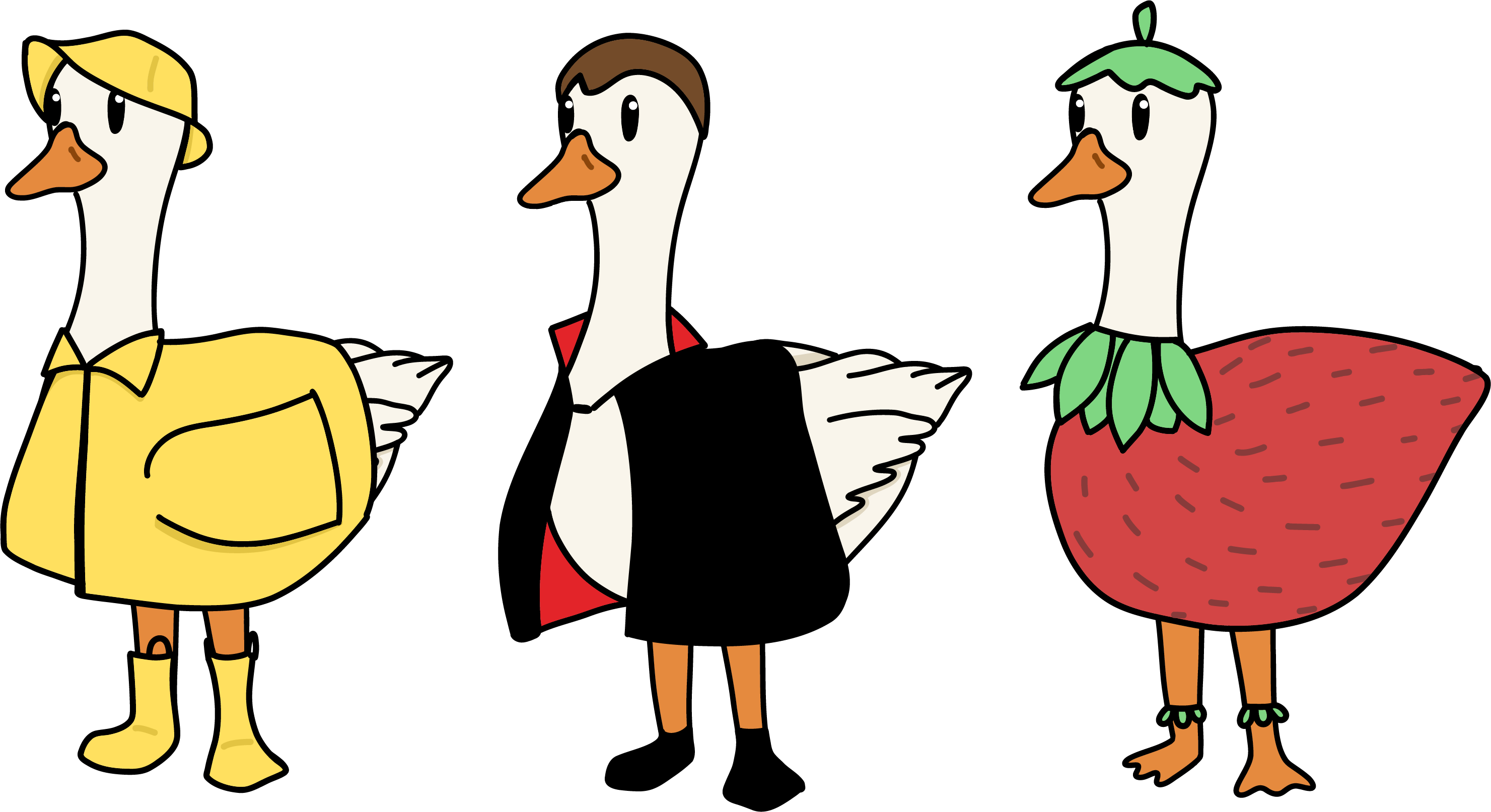 Honk the Goose wearing a raincoat